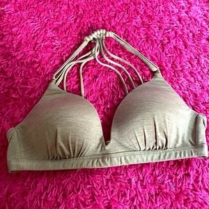 ATHLETA Womens Bikini Top Size Small Bronze/Tan Strappy Back Lightly Lined Swim